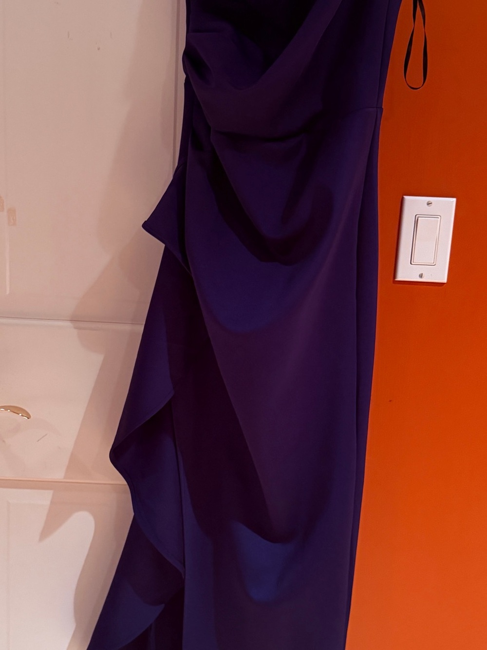 Elegant Navy Draped Evening Dress